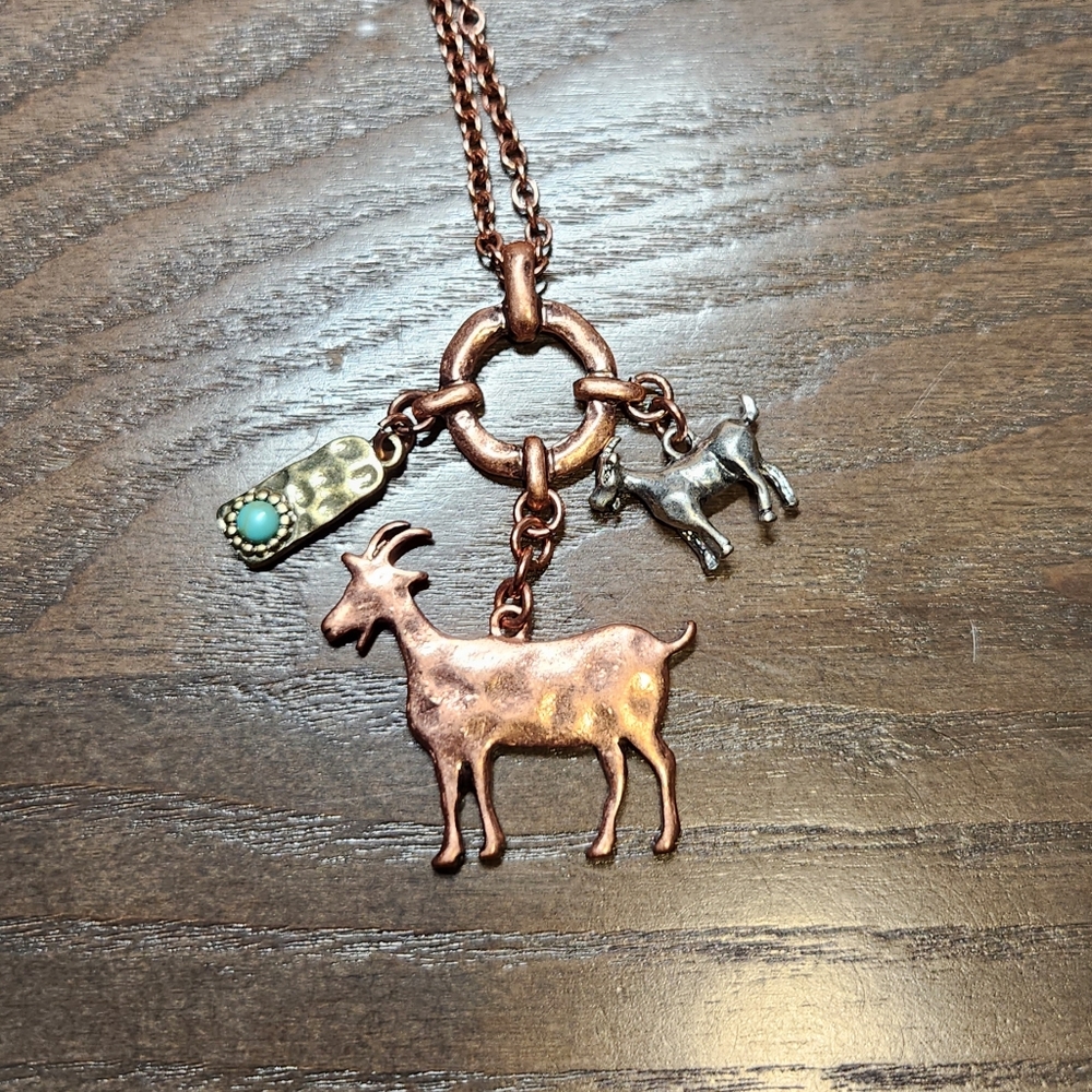 Goat necklace and earrings set